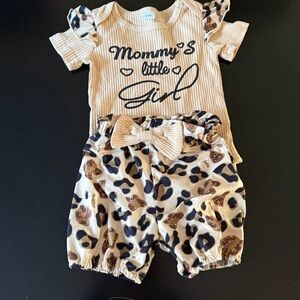 Mommy's Little Girl Outfit with Leopard Print Shorts